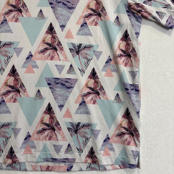 Bad Birdie Polo Shirt Men's Large Triangle Geometric Palm Tree Performance Golf - Picture 8 of 16